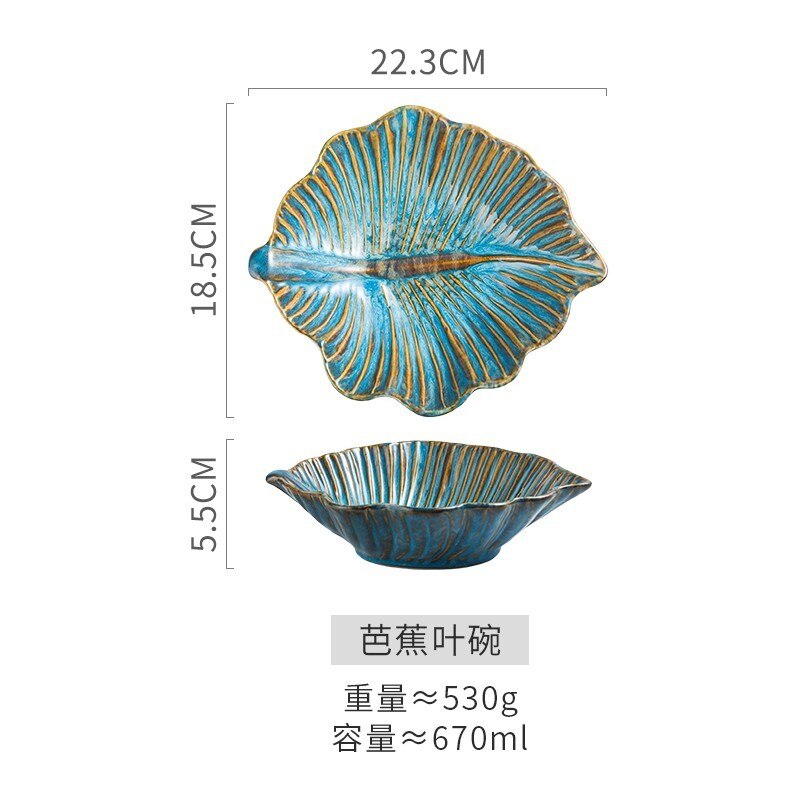 Onregelmatige Keramische Plaat Bloem Bladeren Coquilles Zeester Conch Vis Vorm Decoratieve Servies Diner Platen Gerechten Servies: banana leaf bowl