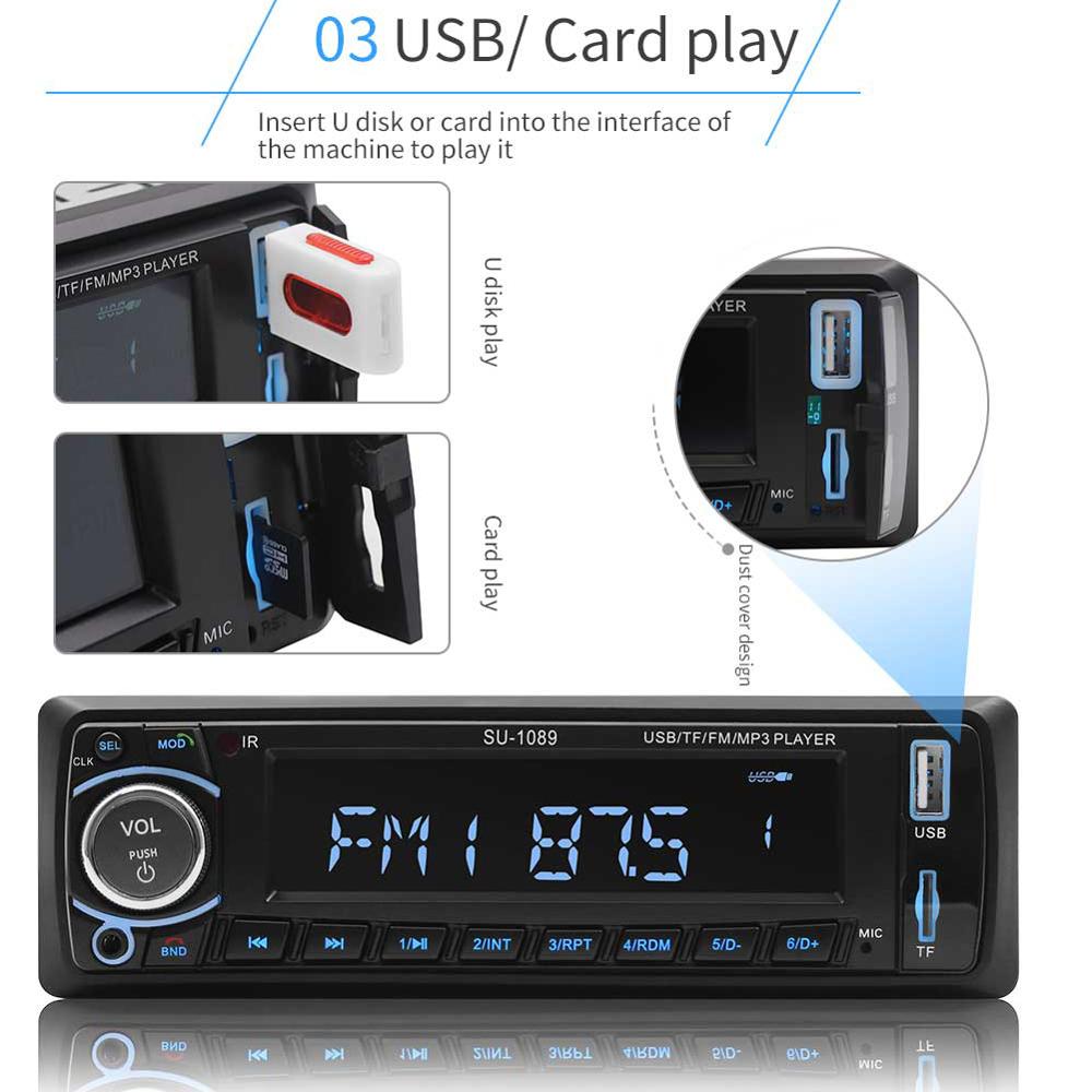 SWM Tape Recorder Car Audio Cassette Player Handsfree Bluetooth MP3 Player AUX USB FM SD Car Radio LCD Display Stereo Audio 1089