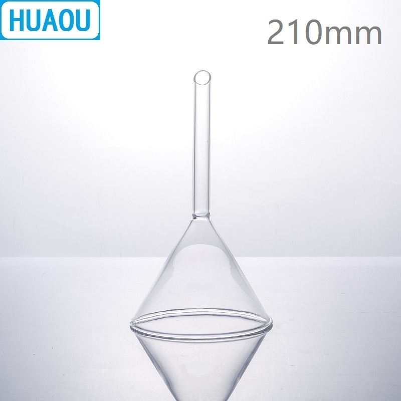 HUAOU 210mm raya embudo tallo corto 60 grados ángulo Neutral vidrio laboratorio equipo de Química