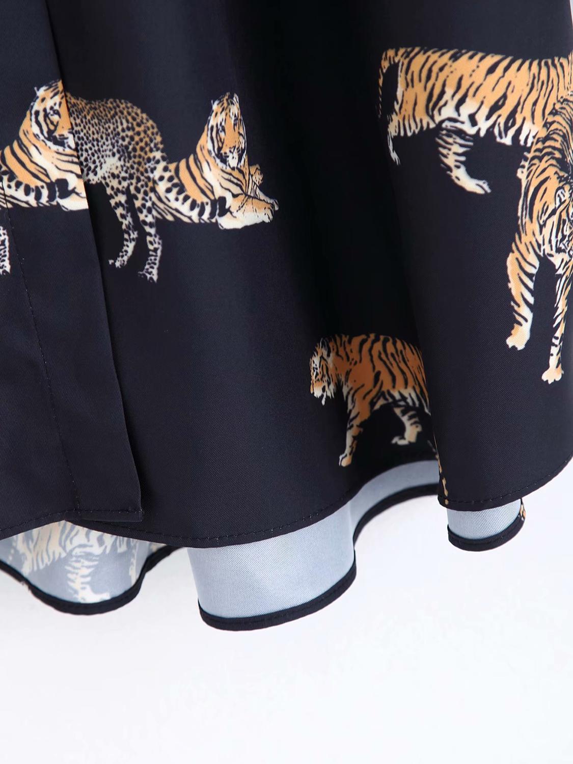 Kvinnor vintage djurtryck avslappnad lös kimono blus skjortor kvinnor vilda chic chemise blusas varumärke femininas toppar  ls6080