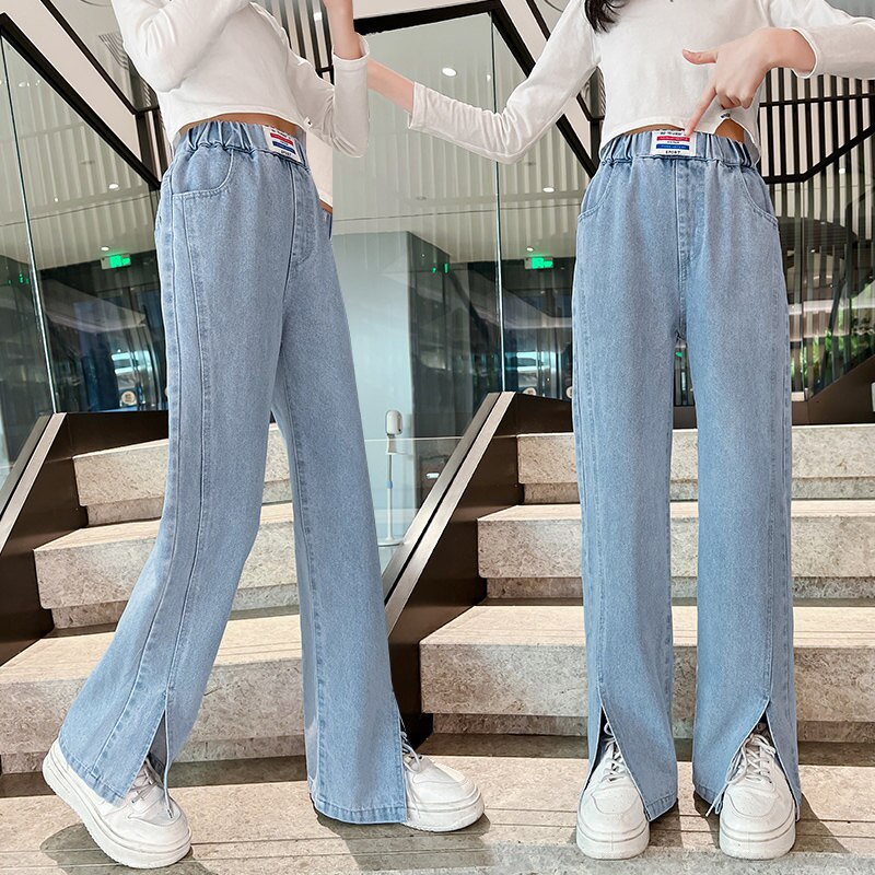 Pantalones vaqueros anchos para niña, ropa informal para niño, 5, 6, 8, 10, 12, 14 años, 2022