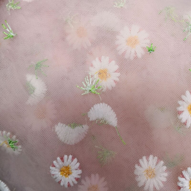 Robe en Tulle brodé de fleurs de marguerite noir doux, blanc, rose, gris, bleu foncé et Beige pour chemises pour la cour