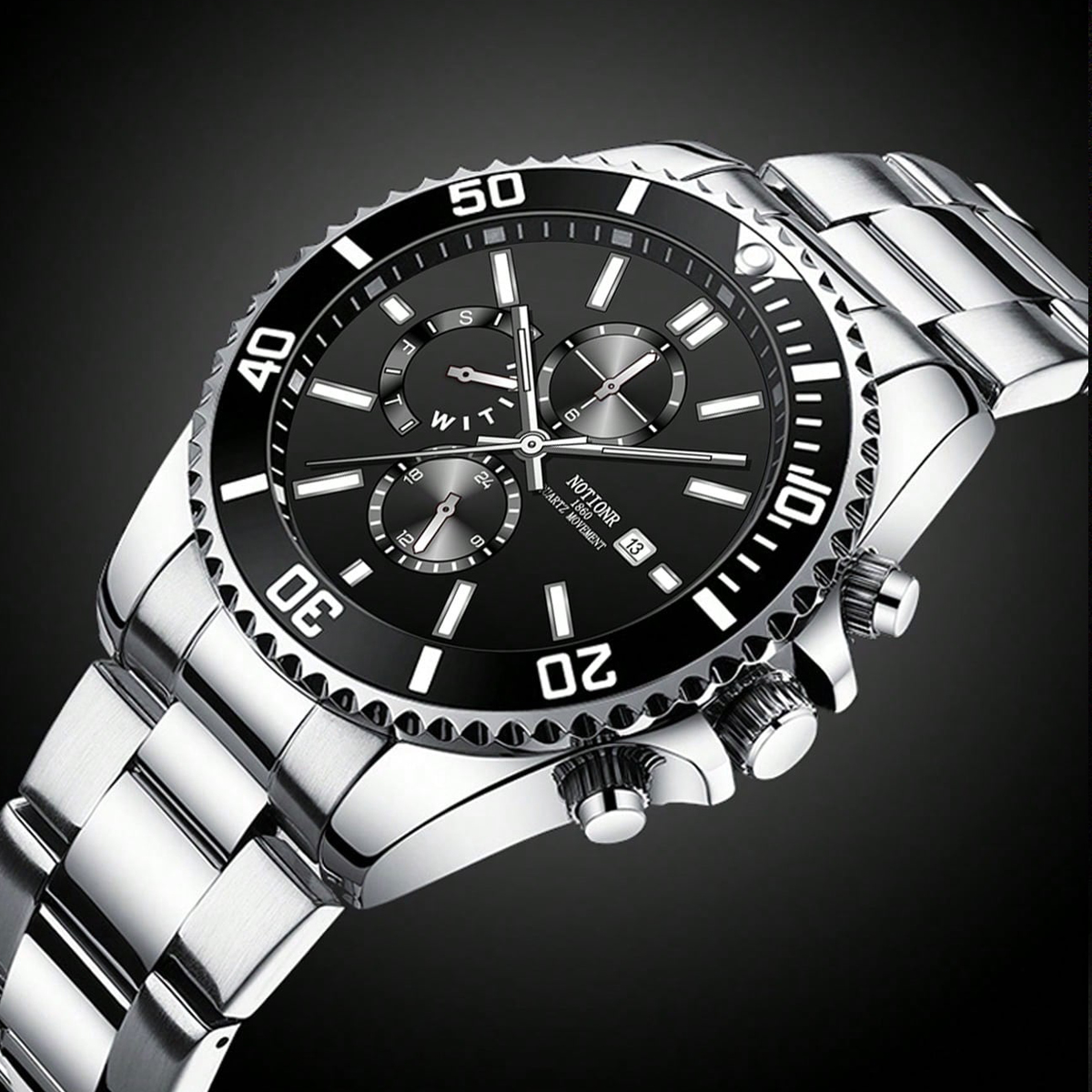 Luxus Herren Business Uhren Männer Silber Quarzuhr Männliche Leuchtende Uhr