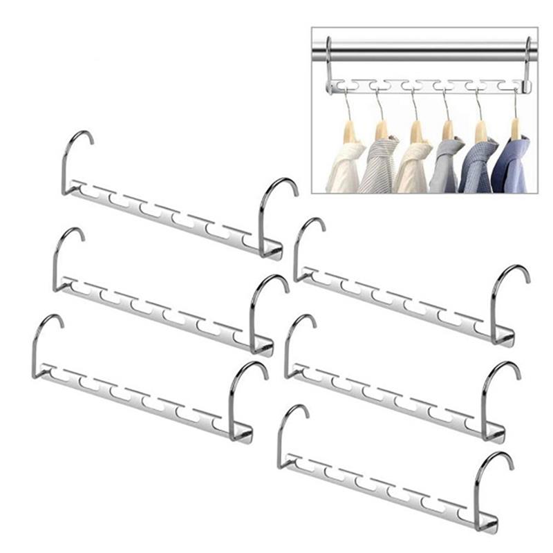 Multifunctional Space Saving Metal Hangers Magic 6 Grooves Clothes Closet Organizer Iron Clothes Drying Rack Bedroom Supplies