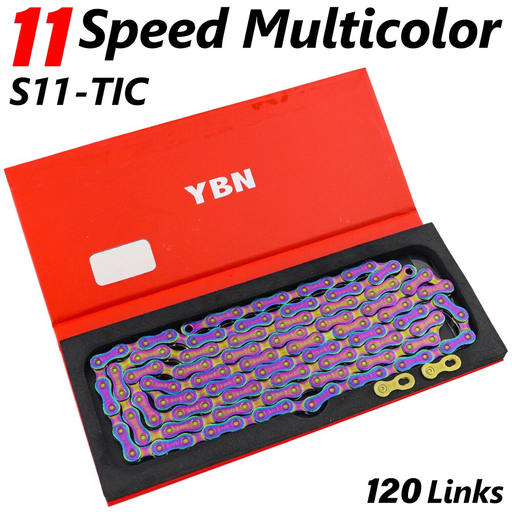 YBN 10/11/12 Speed Bicycle Chain SLA H11-TIG Gold Titanium coating MTB Road Bike Colorful Chain for SRAM/Campanolo System: 11 S Multicolor