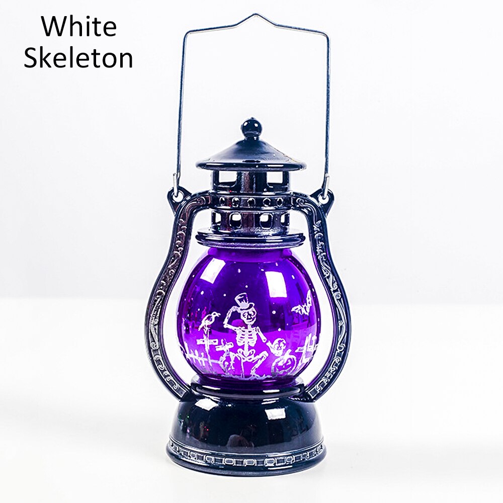 Retro Oil Lamp Desktop Hanging Bar Night Light Festival Atmosphere Props Halloween Decorative Led Small Lantern For Home Party: Purple