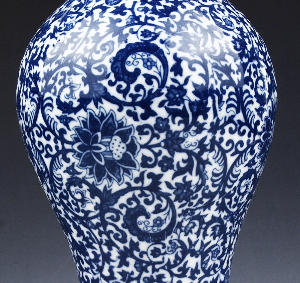 Blau und Weiß Porzellan Vasen Verriegelung Lotus Blume Keramik Vase Hause Dekoration Jingdezhen Blume Vasen R1842