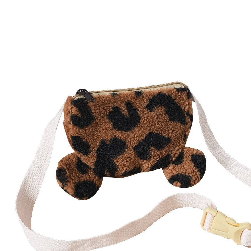 Chaotong leopard Plush Messenger Bag - Black Leopard