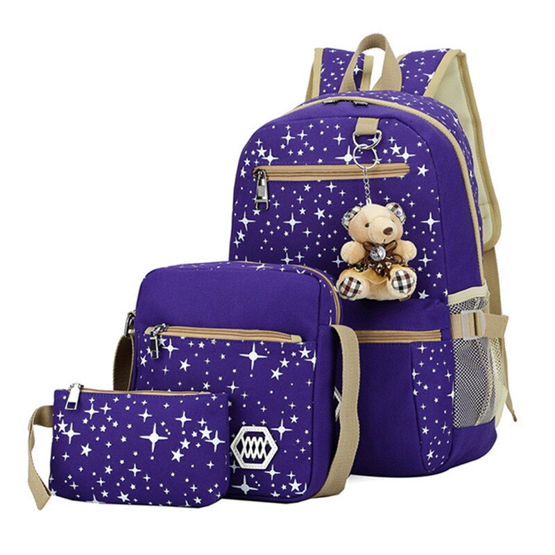 Vrouwen Rugzak Canvas Rugzakken Kinderen Schooltassen Voor Meisjes Mochila Feminina: purple