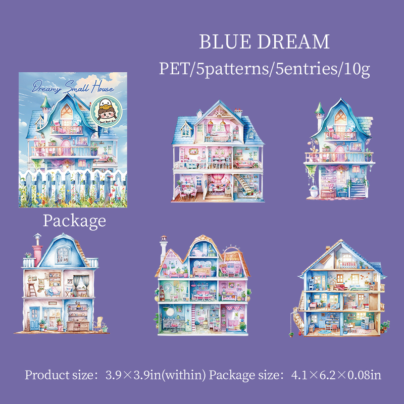 5-delig Dream House PET-stickerpakket DIY Scrapbooking Decor Fotoalbum Creatief briefpapier Collage Materialen Stickers: Licht Groen