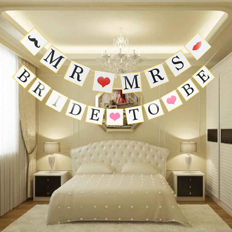 1pc mr&mrs bride to be banner vägghängande papper girlander bruddusch ungkarls förlovning bröllopsfest dekoration tillbehör