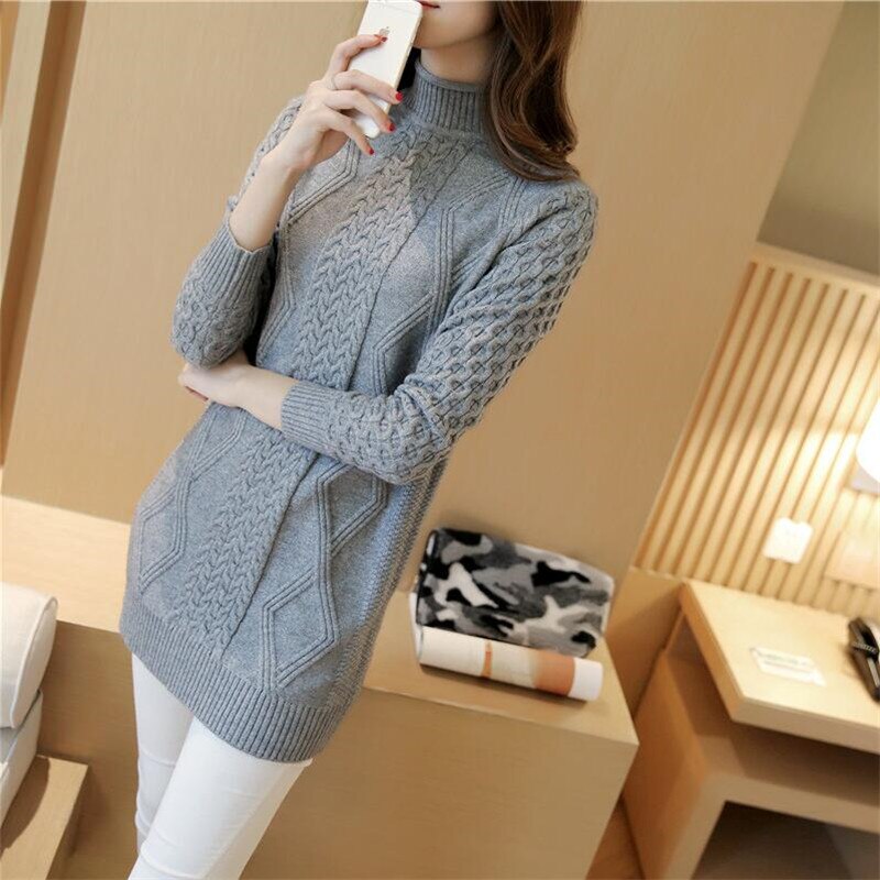 Autumn Winter Sweater Dress Thick Turtleneck Knitted Dresses Warm Bodycon Mini Vestidos Pure Women Elastic Knitwears Women