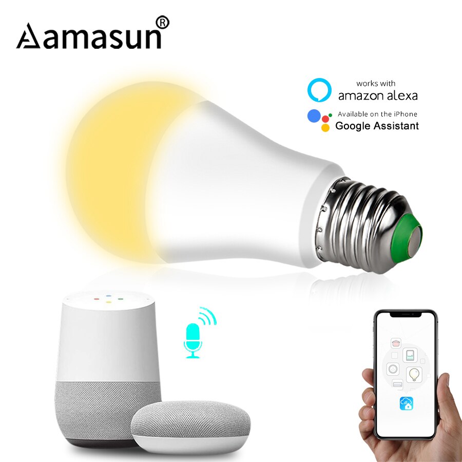 15W Smart Wifi Lamp E27 B22 Dimbare Mobiele App Voice Control Licht Compatibel Alexa Google Assistent Wake Up Lamp bombilla Wifi