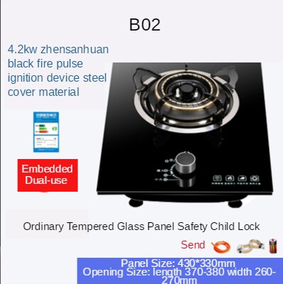 Gasherd Einzel Herde Haushalts Tisch eingebettet Dual Zweck 3800W Energie Natürliche Gas Gas Herde Gehärtetem Glas Tisch Herde CY: B02