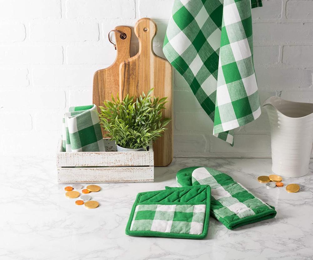 2 Pack Buffalo Check Pot Holders Cotton Potholders Buffalo Plaid Cloth Gloves Pocket Set Kitchen Collection Check Plaid Set