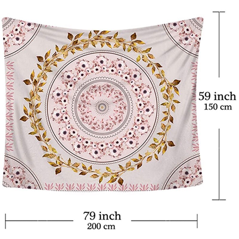 Pink Tapestry Wall Hanging Bohemian, Mandala Floral Tapestry Wall Decor Blanket for Bedroom Home Dorm