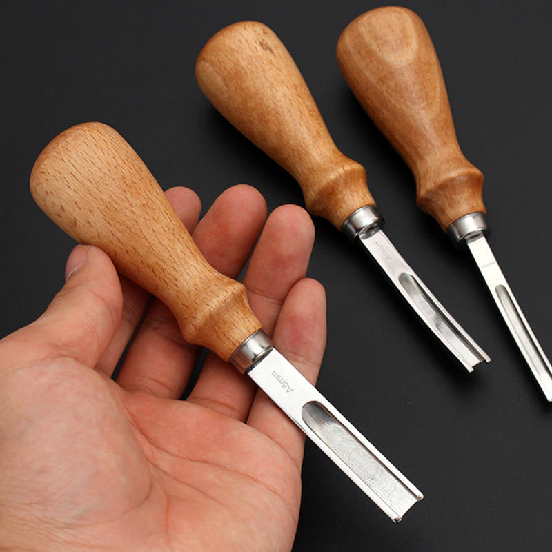 4 6 8mm Leather Edge Beveler Tool, Wide Mouth Leathercraft Skiving Beveler, DIY Shallow Skiving Trimming Press Thinning Shovel