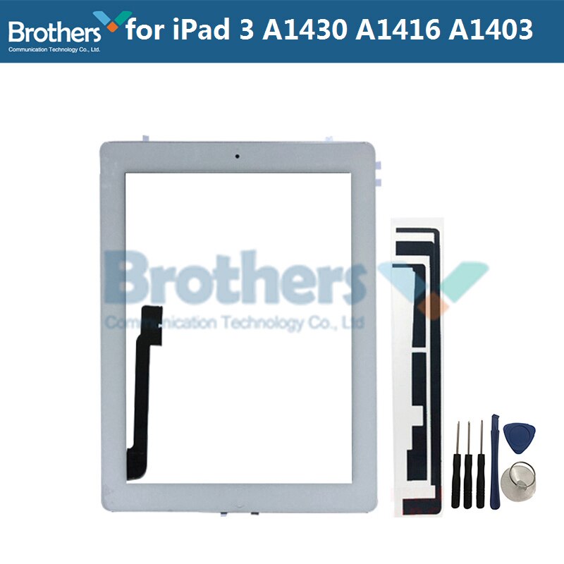 9.7 For iPad 3 A1416 A1430 A1403 Touch Screen Digitizer Sensor Glass Panel Tablet Replacement For iPad 3 Screen With Home Button: White with Button