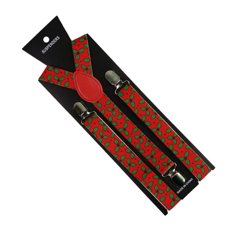 Mote 2.5cm brede bukseseler med blomstertrykk herre dame seler justerbare klips på y-rygg seler elastiske 3 klips seler