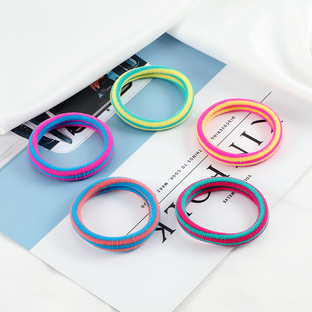 Cinta para el pelo a rayas de colores para mujer y niña, accesorios para el cabello de colores sólidos, lazos elásticos altos sin costuras, diadema básica Simple para , 10 piezas