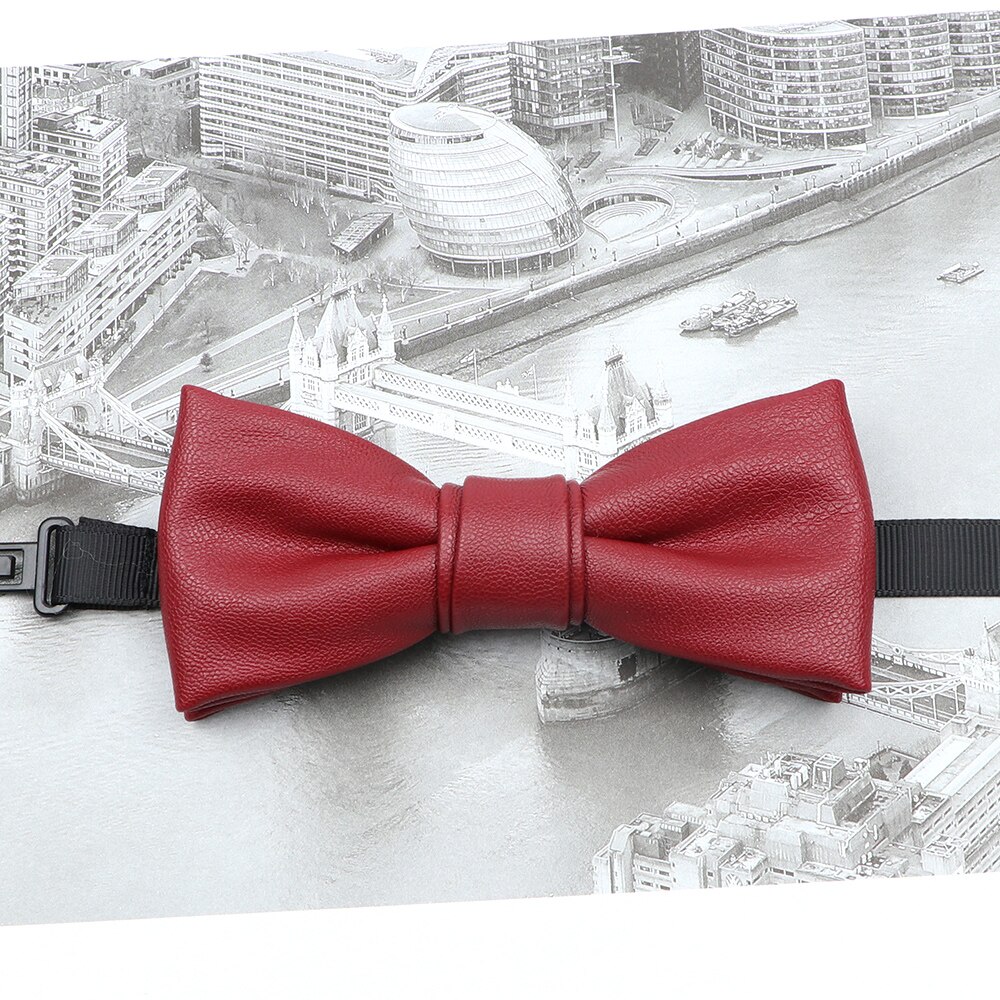 Pajarita de retales para hombre y mujer, corbata de piel sintética negra, mariposa roja, dorada y plateada, corbatas de de boda para hombre: 8