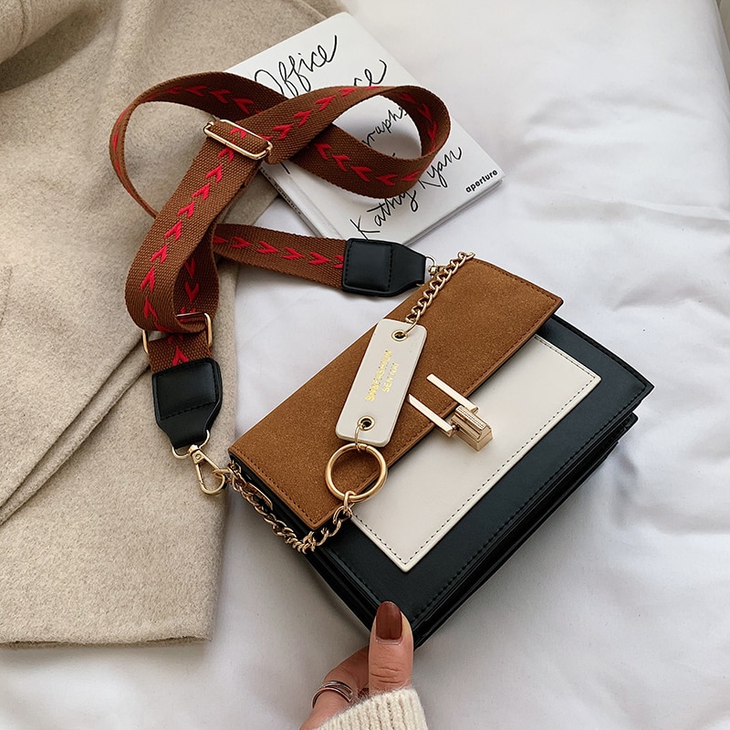 mini handbags women ins ultra fire retro wide shoulder strap messenger bag purse simple style Crossbody Bags