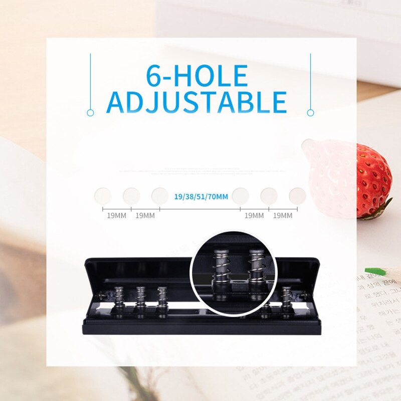 AAY-6 Hole Punch Loose-Leaf Standard Puncher Paper Adjustable Stapler Home Office Binding Supplies Student Stationery Equipment