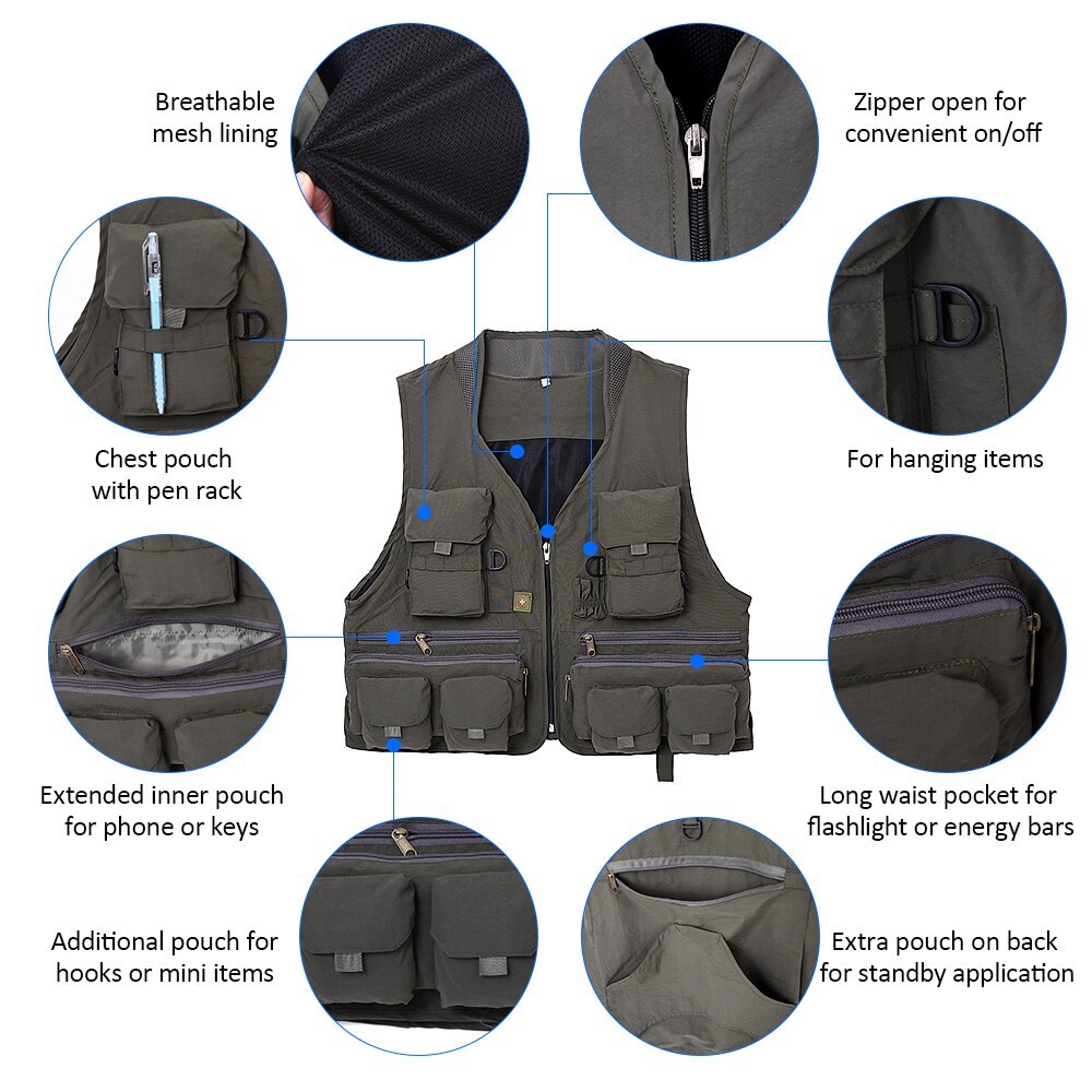 Lixada Outdoor Vissen Vest Mouwloze Mesh mannen Wa... – Grandado