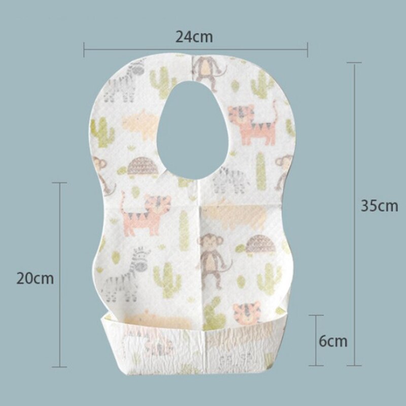 10Pcs/Lot Disposable Bibs Portable Baby Toddler Bibs Feeding Saliva Apron Paper Bibs Child Kids Waterproof Non-Woven Fabric Bibs