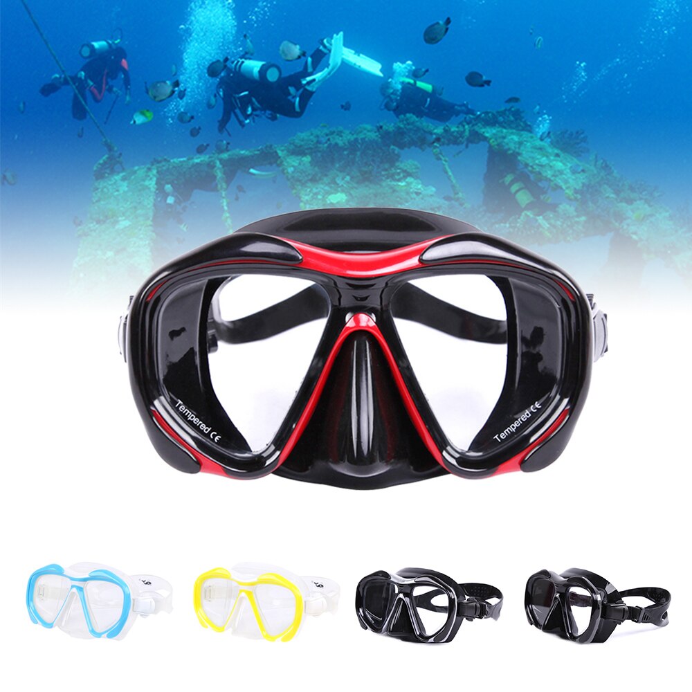 MK2600 Anti-fog Diving Snorkeling Mask Two-window Swim Mask Goggles Swimming Mask Tempered Glass Lens Flexible Silicone Frame