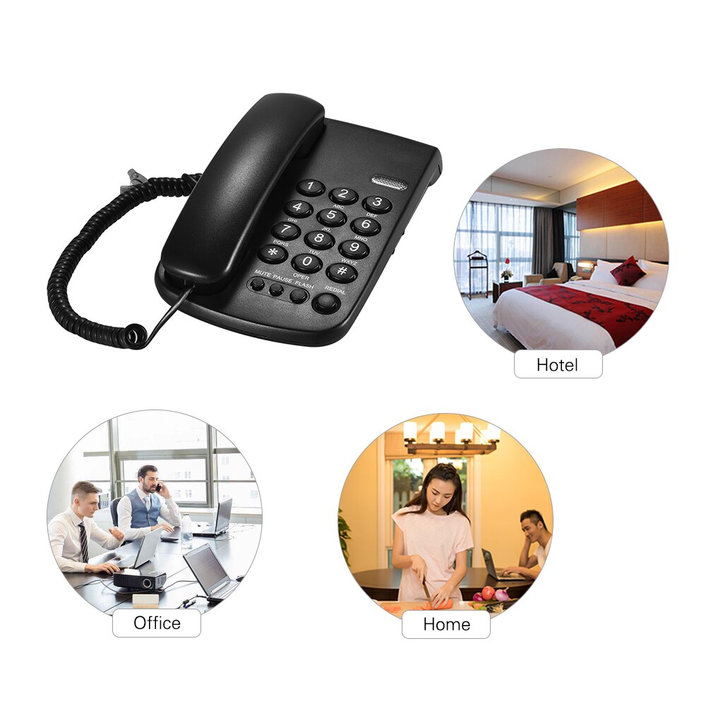 Portable Corded Telephone Phone Wall Mountable Base Handset for House Home Call Center Office Company Hotel