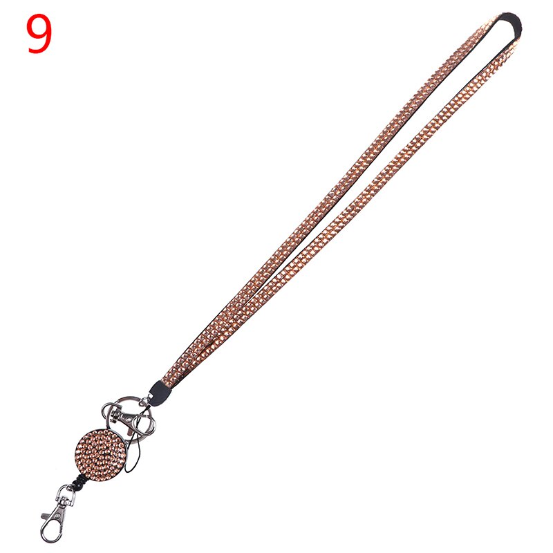 1 Pc Lanyard Crystal Rhinestone Mobile Phone Neck Strap Key Holder Rhinestone Lanyard Badge Reel: A9