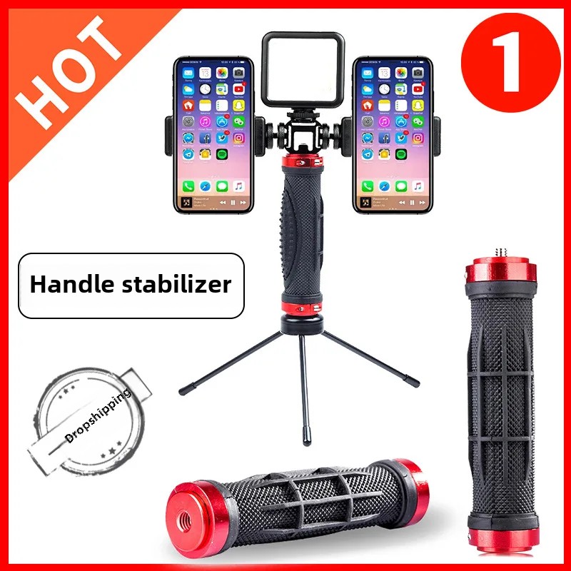 Handheld Stabiele Selfie Stick Stand Live-uitzending Snelle Hand Dual Machine Positie Clip Hoofd Accessoire Universele Foto Nemen Naar