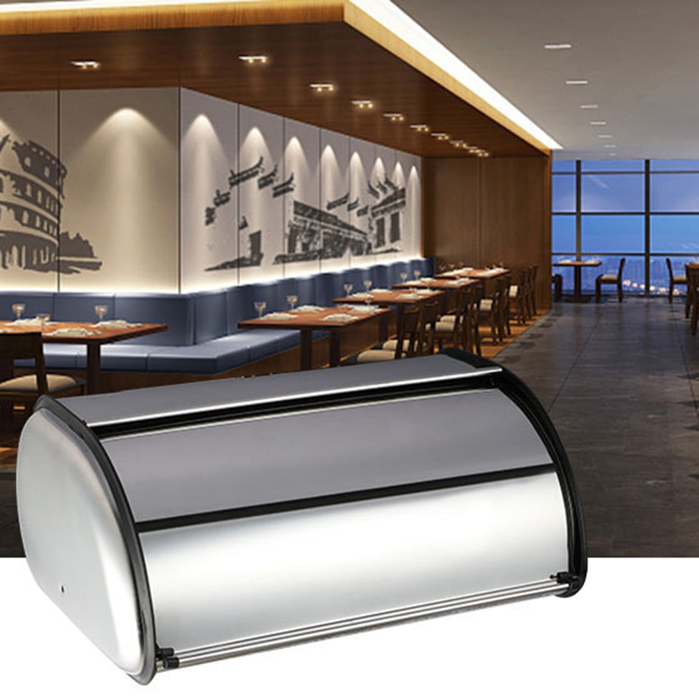 Home Hotel Kitchen Large Stainless Steel Bread Storage Container Holder Box Bin Bread Bin Case Breadbox Storage