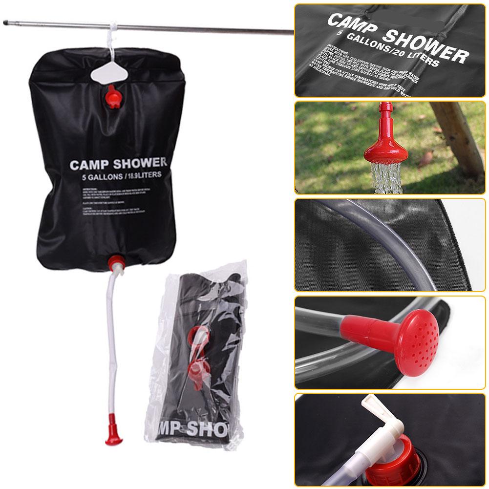 20L Portatile di Campeggio Esterna Doccia Sacchetto Con Interruttore E Rimovibile Tubo Doccia Regolabile Ugello Per di Nuotata Della Spiaggia di Viaggi Trekking
