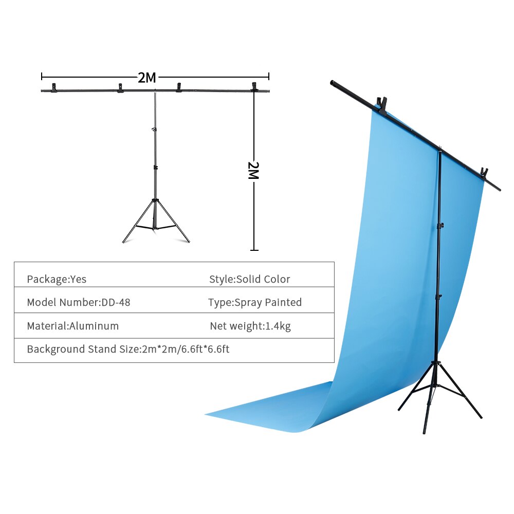 Achtergrond T-Vormige Stand Statief 2X2M Achtergrond Fotografie Verstelbare Ondersteuning Systeem Fotostudio Voor Non-woven Mousseline Achtergronden