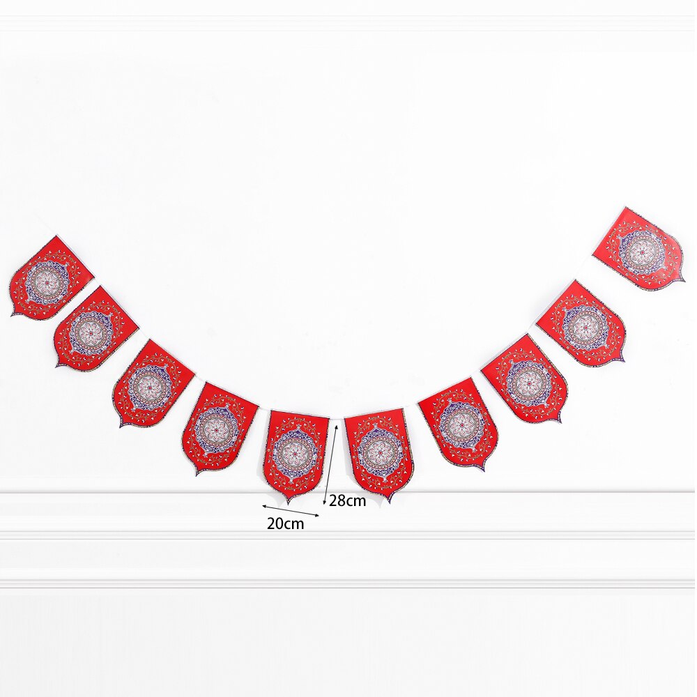 Eid Mubarak Paper Banner Wall Hanging Ramadan Kareem Paper Garland EID Flag Festival Bunting Islamic Muslim Mubarak Decoration: style 6