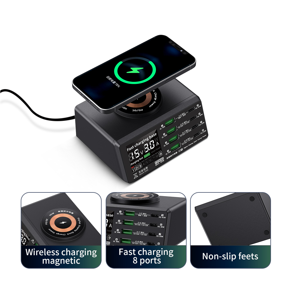 MEGA-IDEA Super Snelle Oplader Pqw110 B640 Pq687 Met Qc3.0 Pd Usb Draadloze Oplaadpoort 110W 87 W 40W Voor Mobiele Telefoon Ipad: Rode, zilver toon / 32 Stks