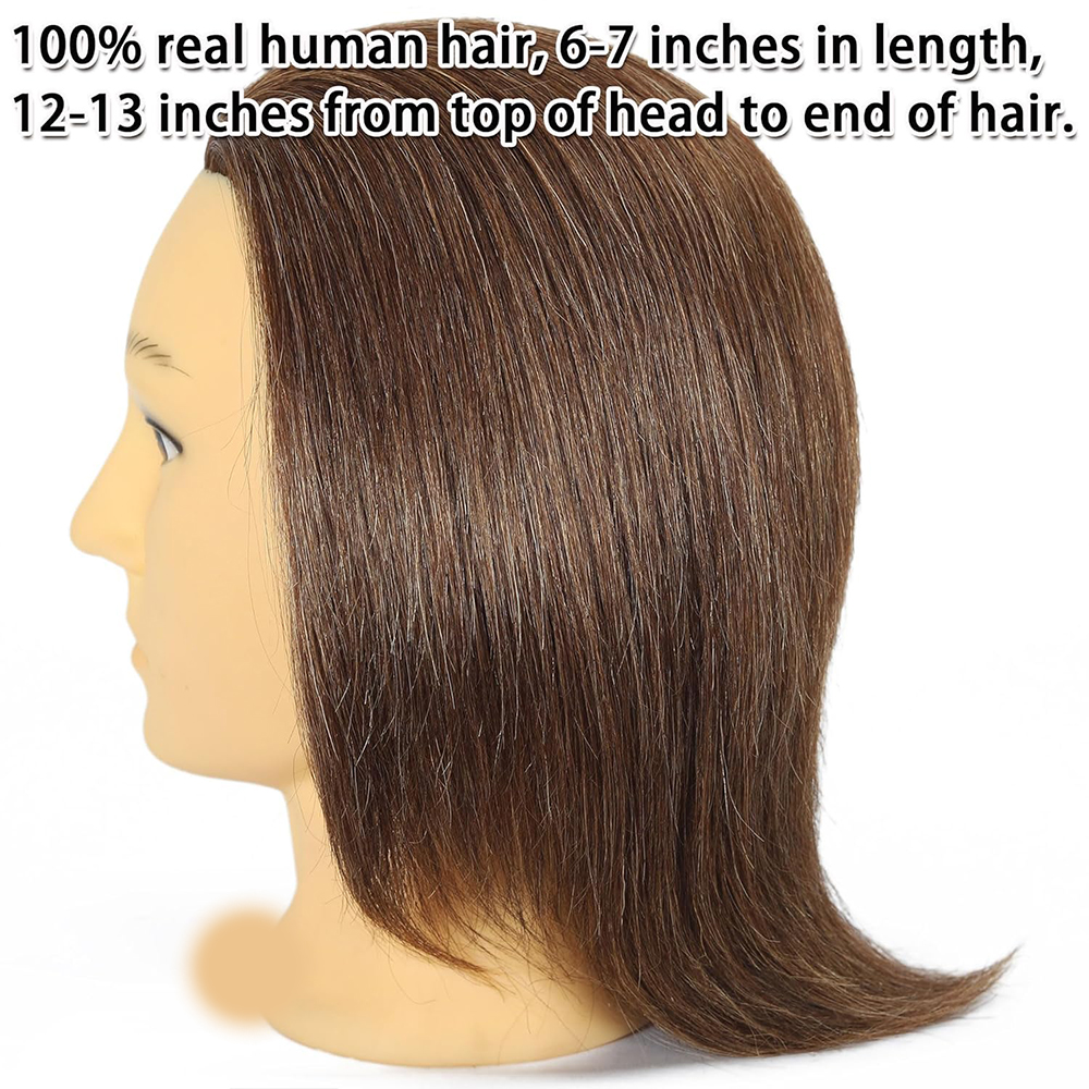 Male Mannequin Head With Human Hair Black For Practice Hairdresser Cosmetology Training Doll Head For Hair Styling