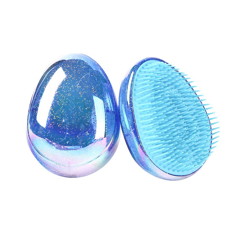 Peine cepillo de pelo con forma redonda de huevo, utensilios de peinado suaves, cepillos para el cabello, peine para desenredar, peine para el cuidado del cabello para viaje, 1 ud.: Blue