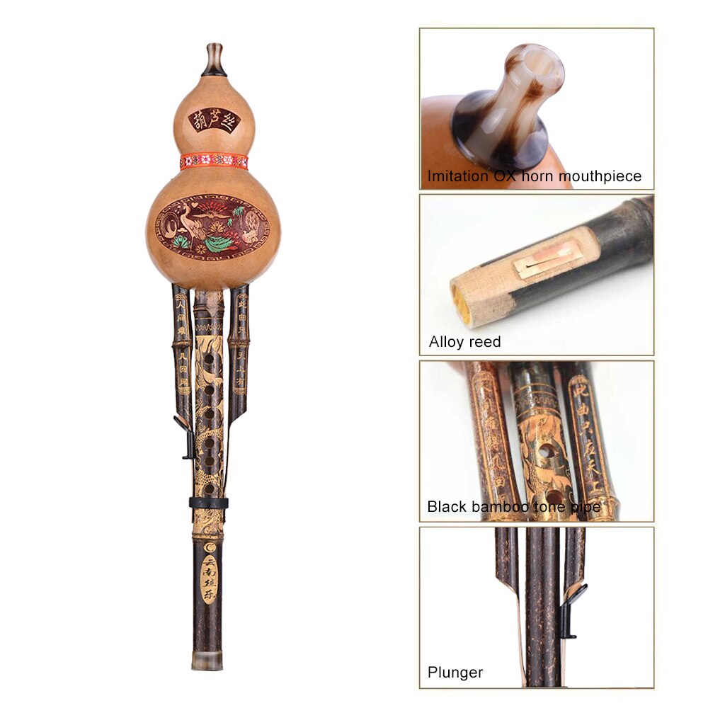 C Key Hulusi flauta hecha a mano tradicional china flauta de Cucurbit de calabaza instrumento Musical étnico de viento de madera
