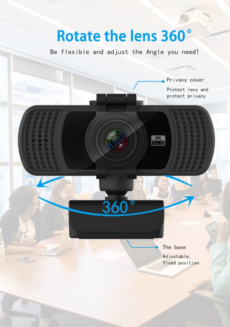2K Fixed Focus HD Webcam Built-in Microphone High-end Video Call Camera Computer Peripherals Web Live Camera For PC Laptop