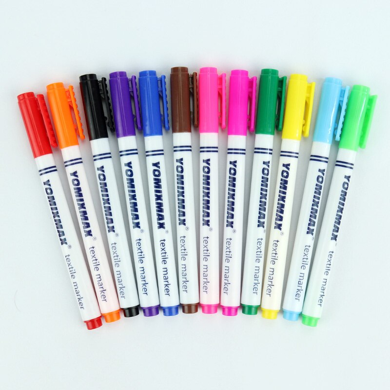 YOMIXMAX DIY Textil Gemalt Marker Stift 8/12 Farben Gekritzel Hand Malerei Pinsel T-Shirt/Kleidung/Tasche/Schuh Färbung färben Graffiti
