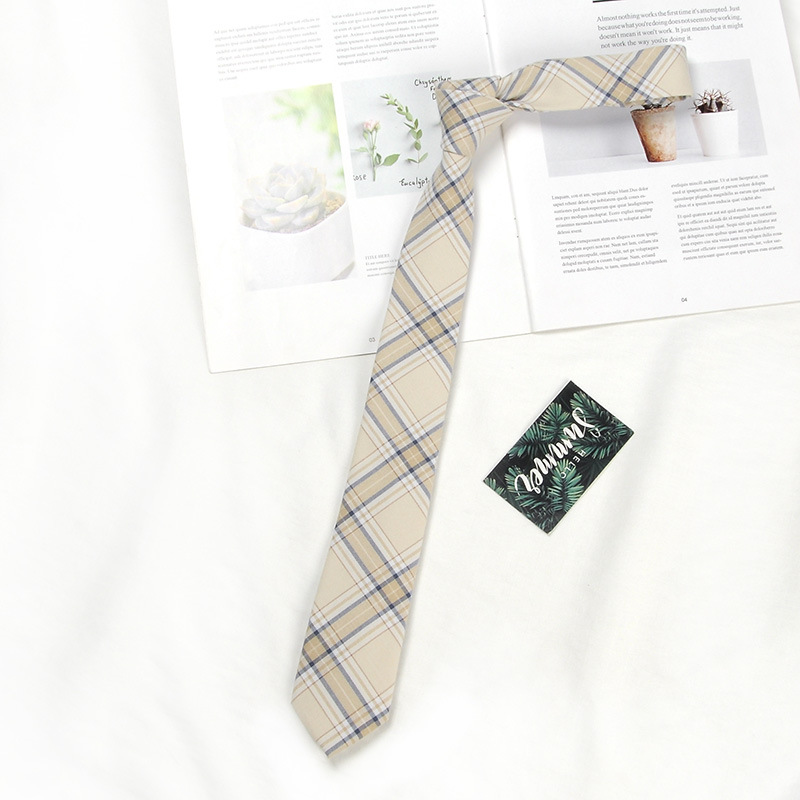Braune Krawatte für Herren, Hemd, , männlich, adrette, Hochschule-Stil, Kaffee, Streifen, retro-Krawatte, Dekoration, JK-Krawatte, weiblich, mädchenhaft, Kawaii-Accessoires: Weiß