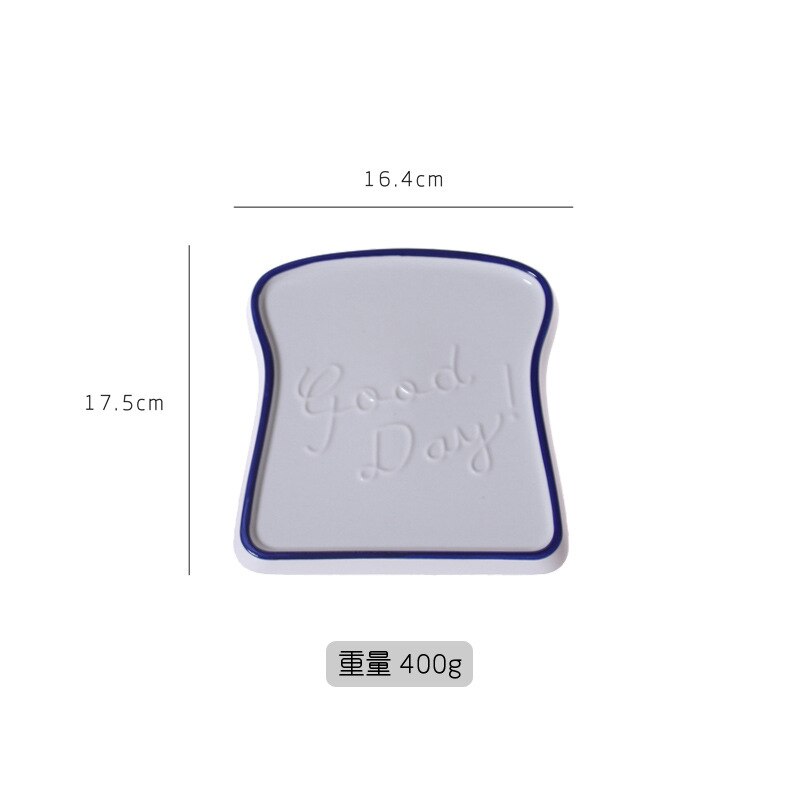Plato de pan de cerámica, placa creativa con forma de pan tostado pintado a mano, plato esmaltado de alta temperatura, desayuno encantador: B