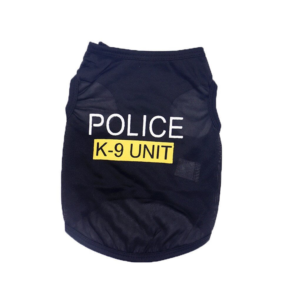 Hundetøj politi dragt cosplay sort elastisk vest hvalp t-shirt frakke tilbehør beklædning kostumer kæledyr tøj hunde katte  #w3: Sort / Xs