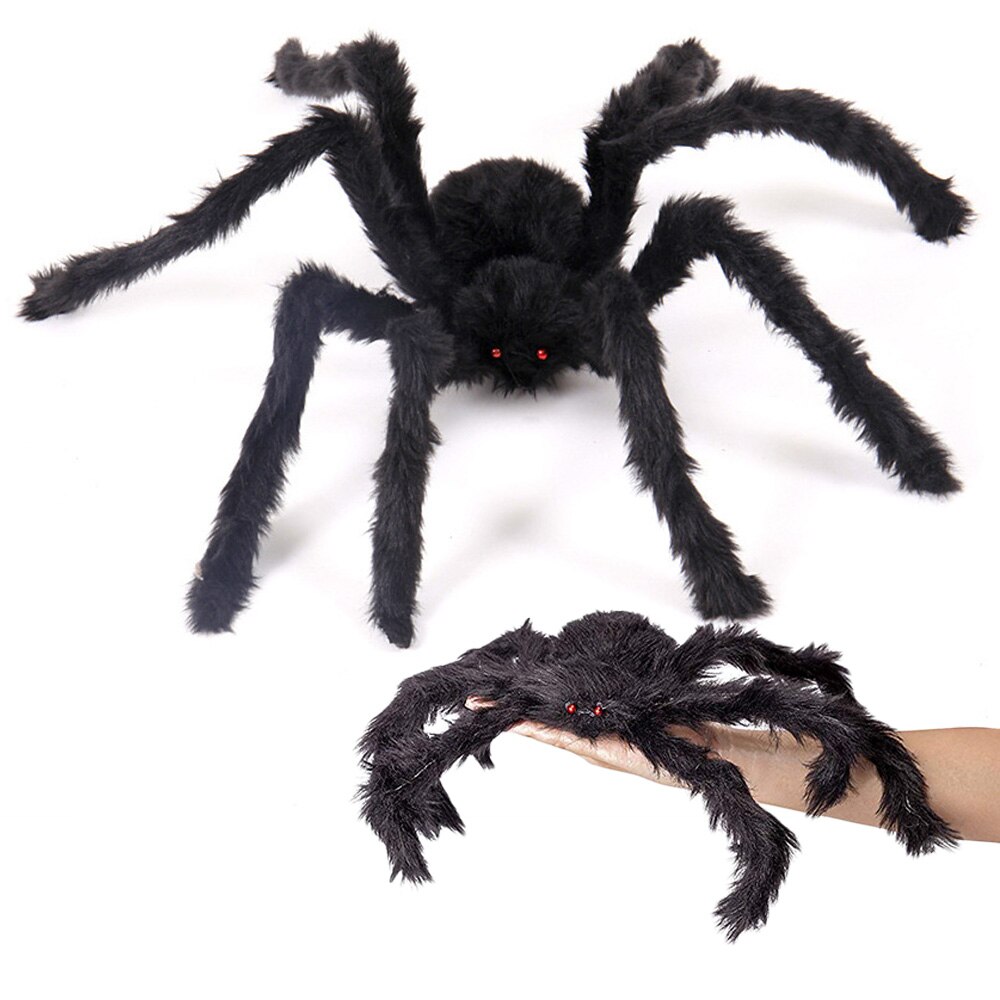 Honji 30/50/75cm araignées en peluche noires et multicolores pour halloween, jouet pour enfants, style amusant pour décoration de fête d'halloween