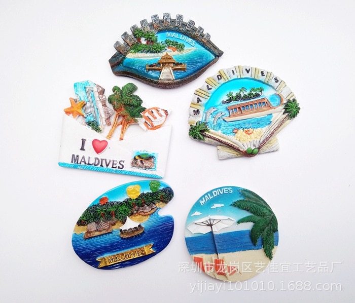 Køleskab magnet dekoration maldiverne havudsigt ø turisme souvenir harpiks køleskab magnet klistermærke køkken land rejse indretning