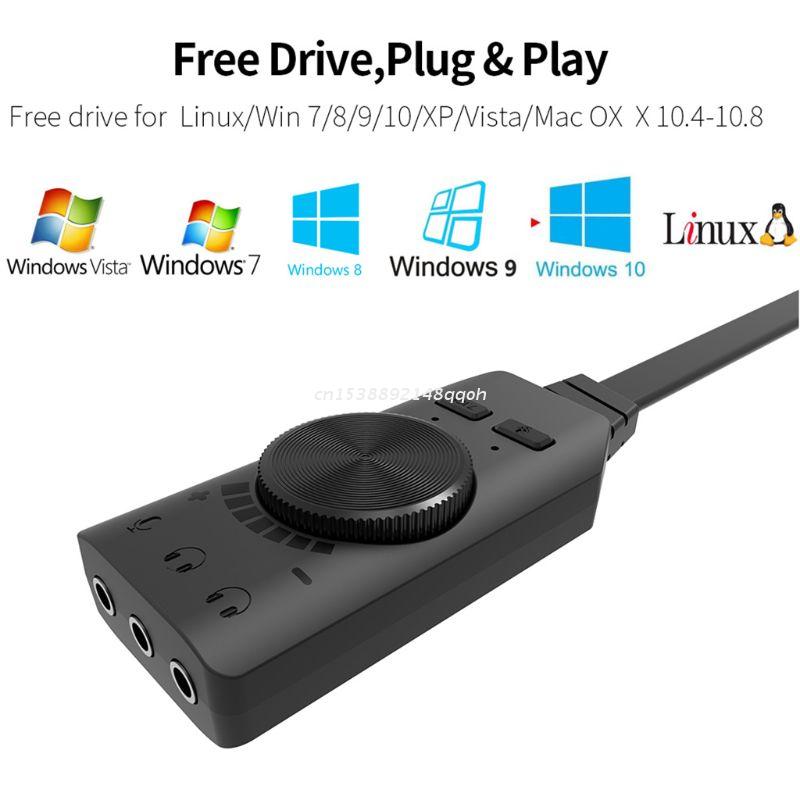 GS3 Virtual 7.1 Channel Sound Card Converter Adapter External USB 3.5mm Headset Stereo for PC Desktop Notebook 77JC