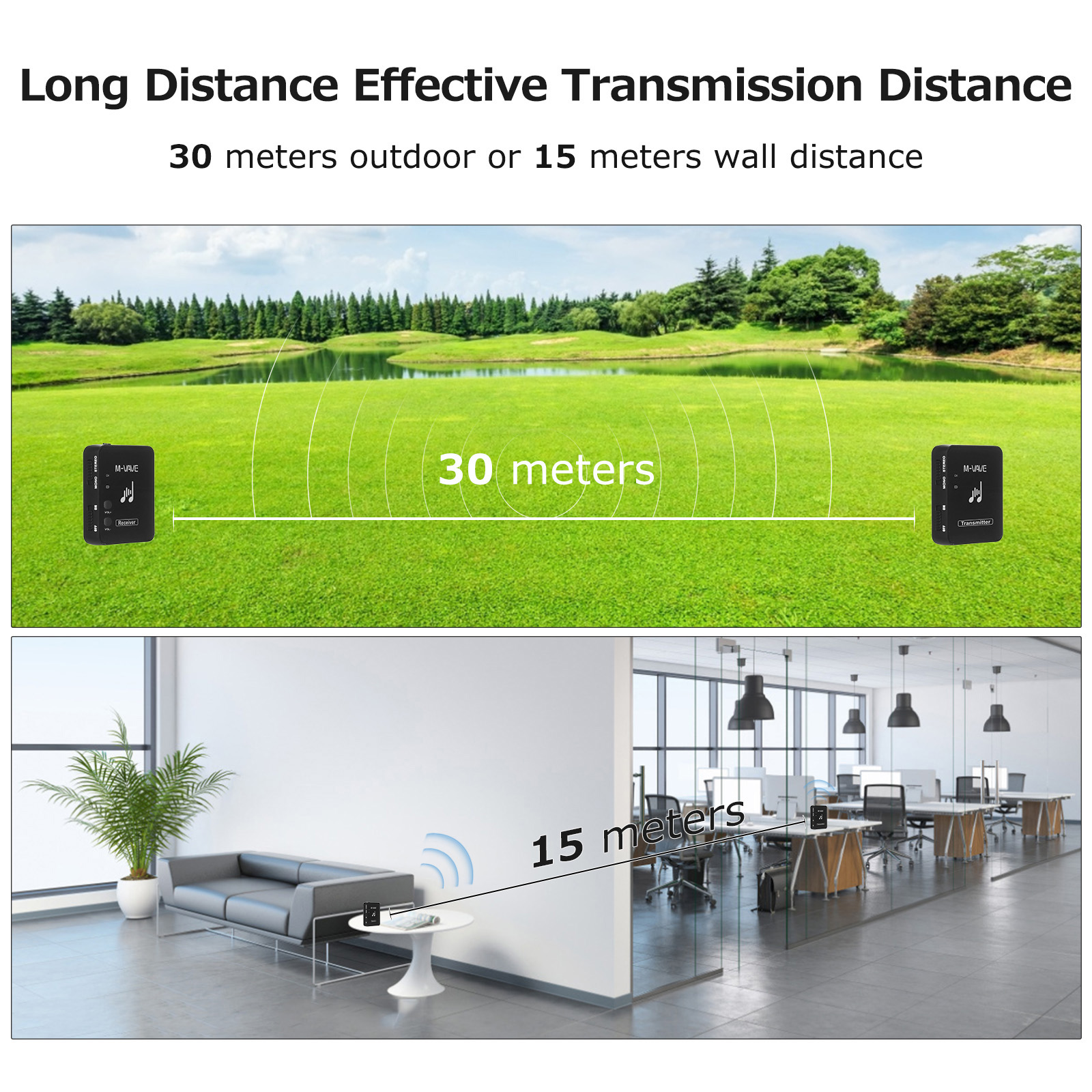 Récepteur d'oreille arrière sans fil M-VAVE WP-10 2.4GHz, récepteur Rechargeable du système de Transmission de moniteur d'écouteurs sans fil